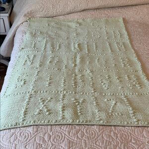 Mint Green crocheted Alphabet Blanket